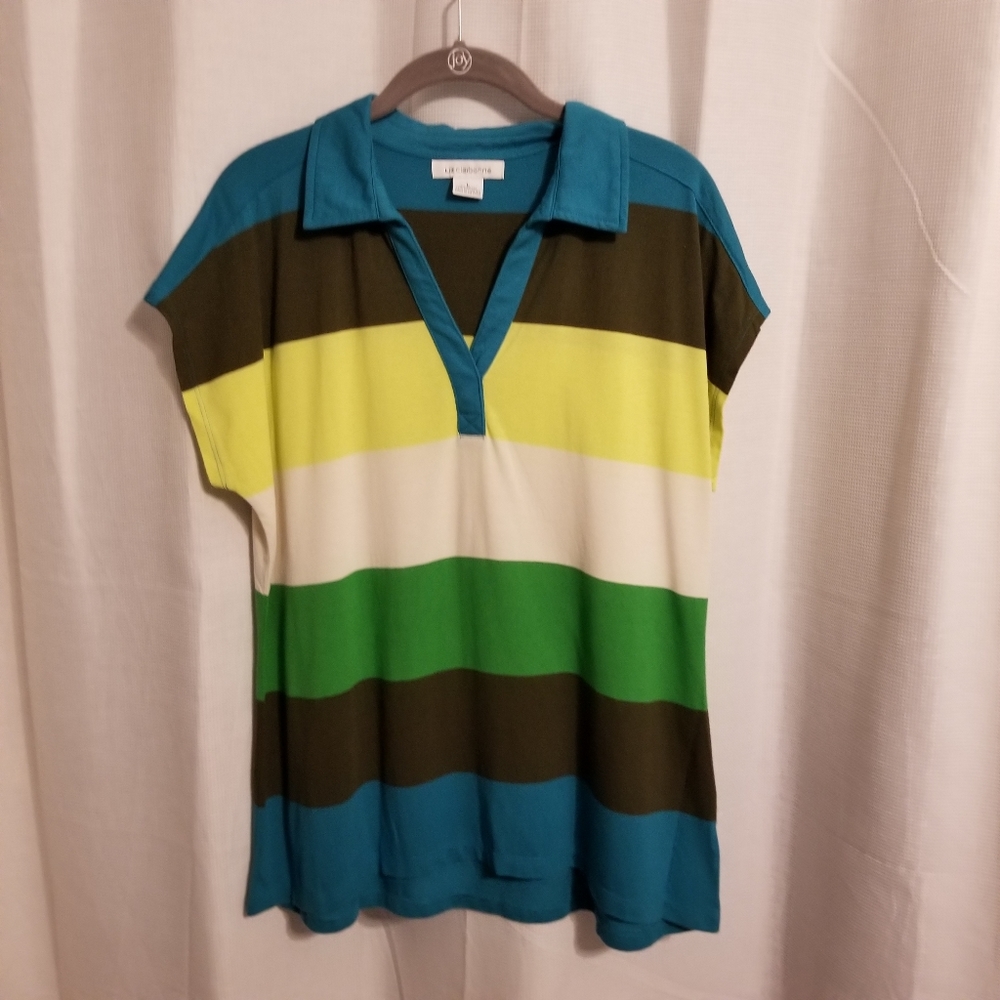 Liz Claiborne Striped Sleeveless Top Large
